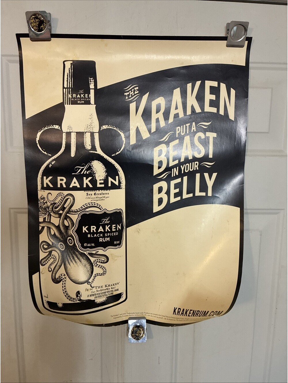 2009 The Kraken 24x18in Pinup Poster Black Spiced Rum Alcohol Beast in Belly